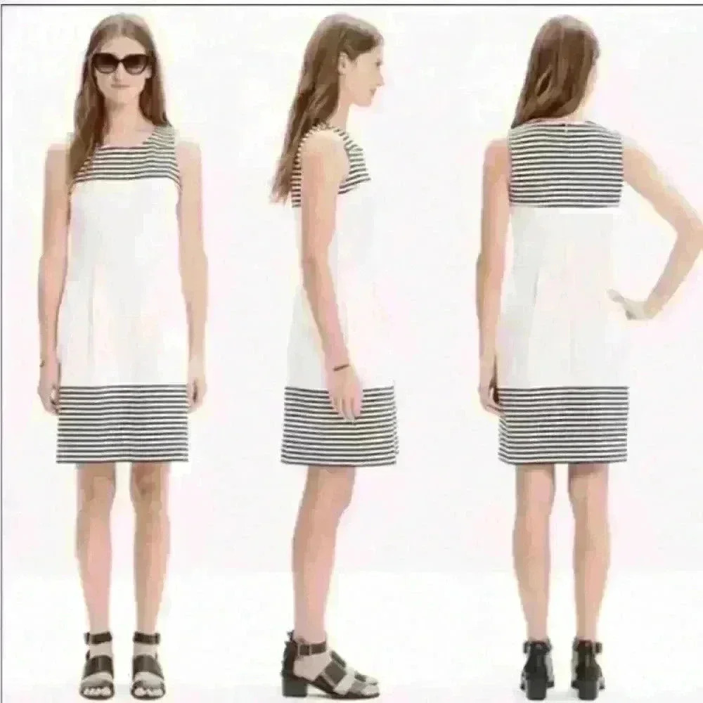 Madewell Verse Fit and Flare Dress Black & White